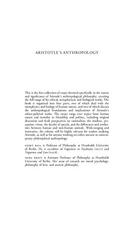 Aristotles Anthropology Geert Keil Nora Kreft