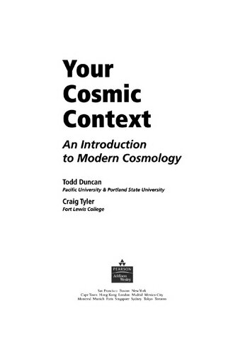 Your Cosmic Context An Introduction To Modern Cosmology 1st Edition Todd Duncan