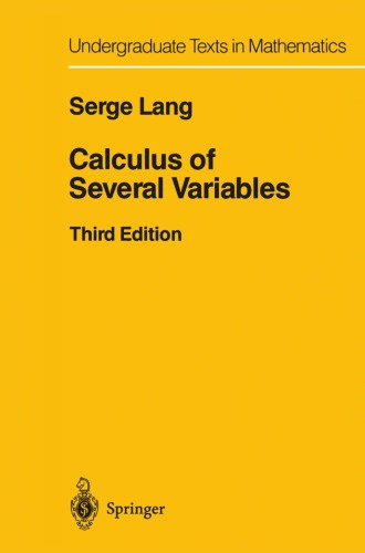 Calculus Of Several Variables 3 Ed Lang Serge