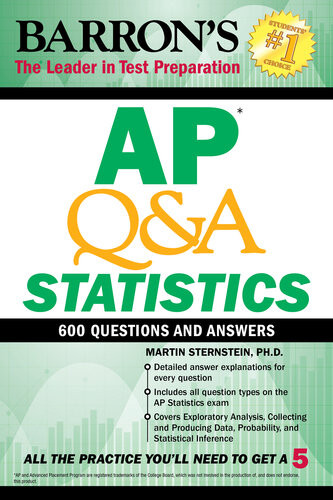 Ap Qa Statistics With 600 Questions And Answers Barrons Ap Martin Sternstein