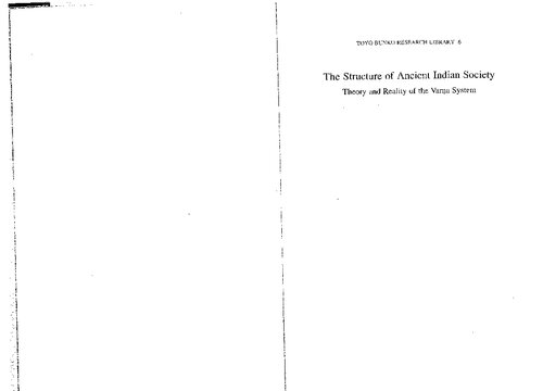 The Structure Of Ancient Indian Society Theory And Reality Of The Vara System Genichi Yamazaki