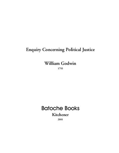 Enquiry Concerning Political Justice William Godwin