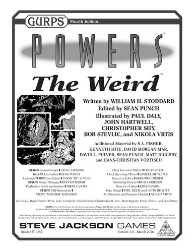 Gurps Powers The Weird 10 William H Stoddard Sean Punch
