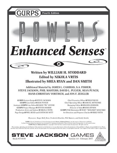Gurps Powers Enhanced Senses 10 William H Stoddard Nikola Vrtis