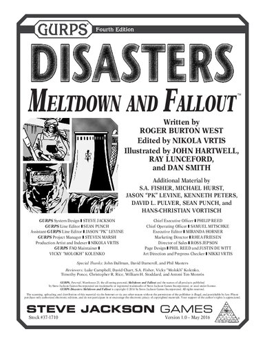 Gurps Disasters Meltdown And Fallout Roger Burton West Nikola Vrtis