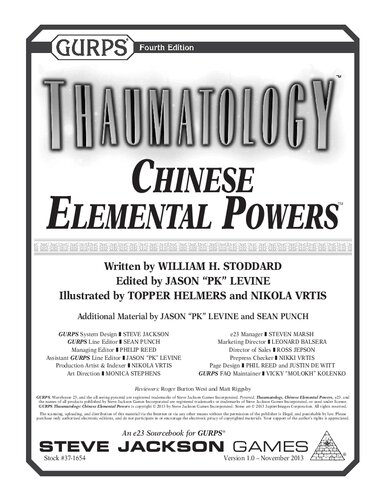 Gurps Thaumatology Chinese Elemental Powers William H Stoddard