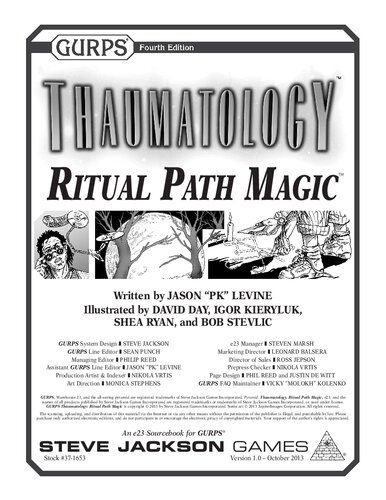 Gurps Thaumatology Ritual Path Magic Jason Pk Levine