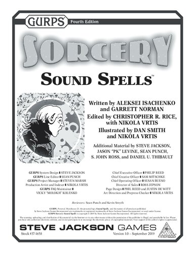 Gurps Thaumatology Sorcery Sound Spells Aleksei Isachenko