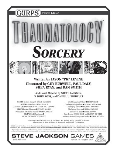 Gurps Thaumatology Sorcery Jason Pk Levine