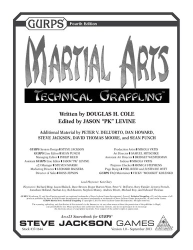 Gurps Martial Arts Technical Grappling Douglas H Cole Jason Pk Levine