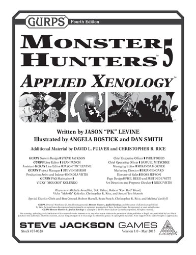 Gurps Monster Hunters 5 Applied Xenology Jason Pk Levine