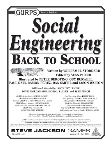 Gurps Social Engineering Back To School William H Stoddard
