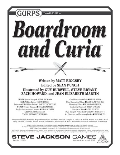 Gurps Boardroom And Curia Matt Riggsby Sean Punch