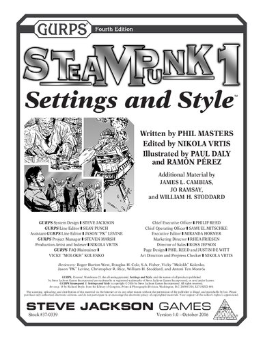 Gurps Steampunk 1 Settings And Style Phil Masters Nikola Vrtis