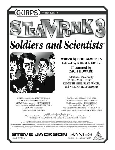 Gurps Steampunk 3 Soldiers And Scientists Phil Masters Nikola Vrtis