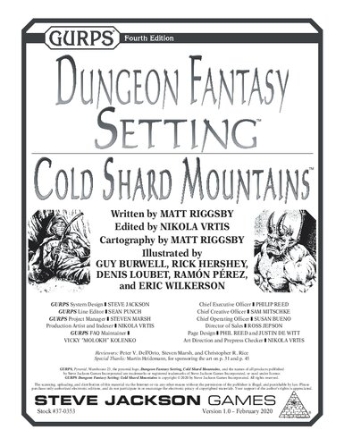 Gurps Dungeon Fantast Setting Cold Shard Mountains Matt Riggsby