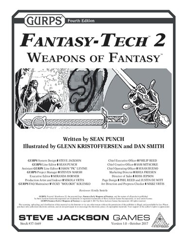 Gurps Fantasytech 2 Weapons Of Fantasy Sean Punch