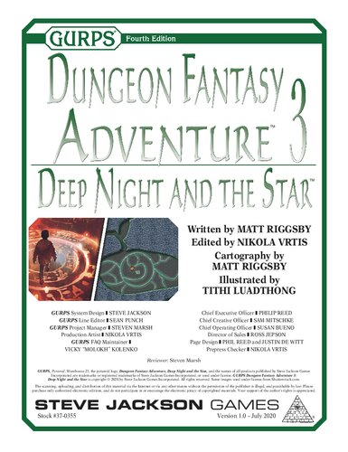 Gurps 4th Edition Dungeon Fantasy Adventure 3 Deep Night And The Star Matt Riggsby