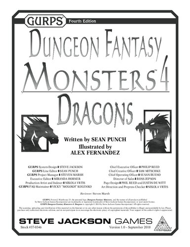 Gurps Dungeon Fantasy Monsters 4 Dragons Sean Punch