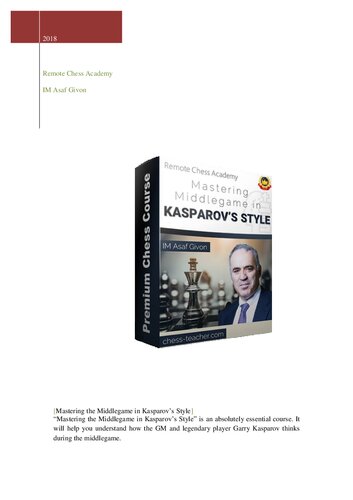 Mastering The Middlegame In Kasparovs Style Igor Smirnov Im Asaf Givon