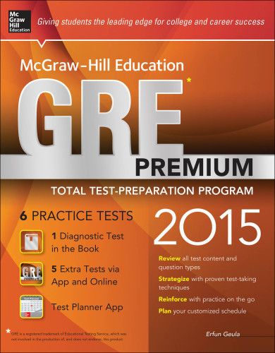 Mcgrawhill Education Gre Premium 2015 Edition Erfun Geula
