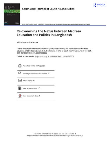 Reexamining The Nexus Between Madrassa Education And Politics In Bangladesh Md Mizanur Rahman