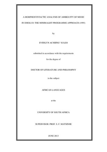 A Morphosyntactic Analysis Of Ambiguity Of Mood In Dholuo The Minimalist Programme Approach Everlyn Achieng Suleh