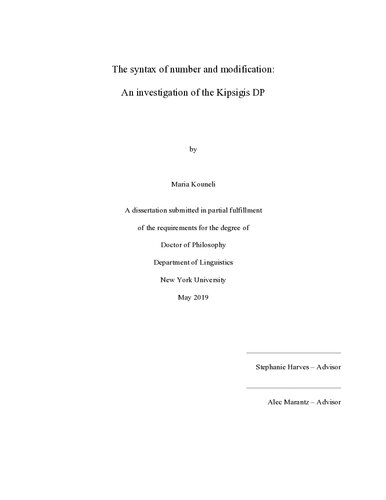 The Syntax Of Number And Modification An Investigation Of The Kipsigis Dp Maria Kouneli