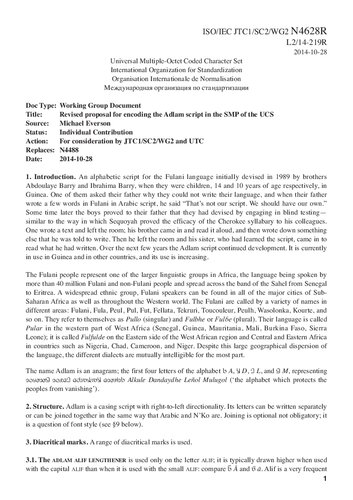 Revised Proposal For Encoding The Adlam Script In The Smp Of The Ucs Michael Everson