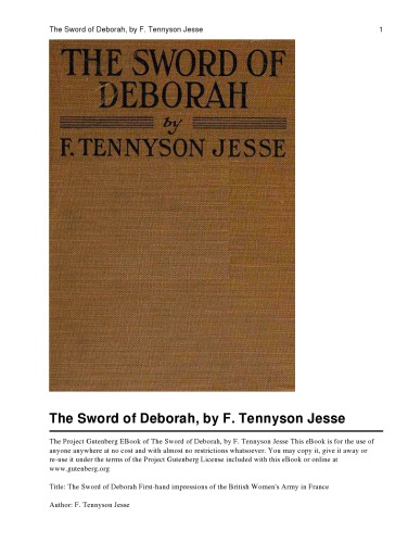 The Sword Of Deborah Firsthand Impressions Of The British Womens Army In France Jesse