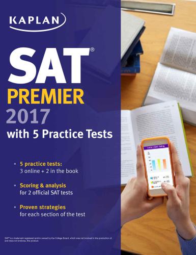 Sat Premier 2017 With 5 Practice Tests Online Book Video Tutorials Kaplan