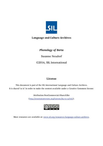 Phonology Of Berta Susanne Neudorf