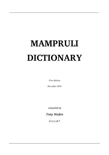 Mampruli Dictionary Tony Naden