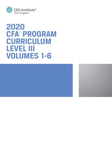 Cfa Program Curriculum 2020 Level Iii Volumes 16 1st Edition Cfa Institute