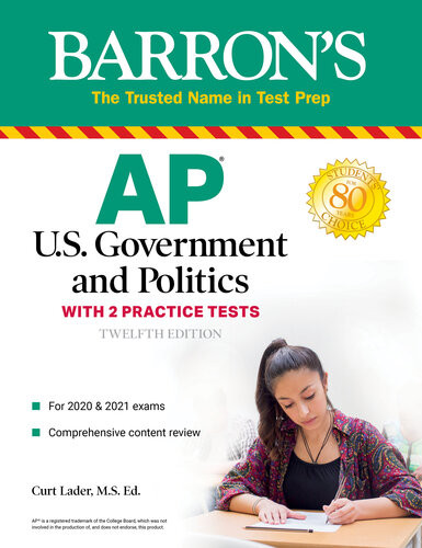 Ap Us Government And Politics With 2 Practice Tests Barrons Test Prep 12th Edition Curt Lader