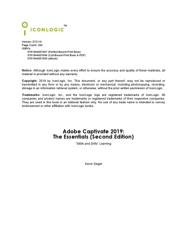 Adobe Captivate 2019 The Essentials Second Edition 2nd Edition Kevin Siegel