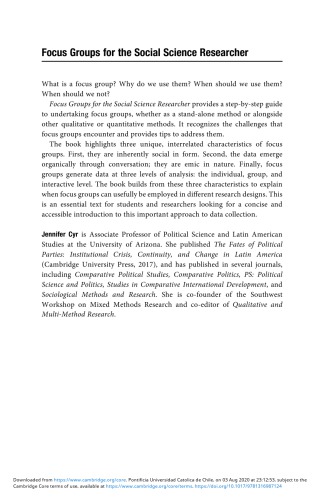 Focus Groups For The Social Science Researcher 1st Jennifer Cyr