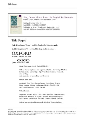 King James Vii And His English Parliaments Conrad Russell