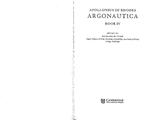 Apollonius Of Rhodes Argonautica Book Iv Richard Hunter
