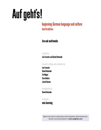 Auf Gehts Beginning German Language And Culture 4th Edition 4th Edition Lee Forester