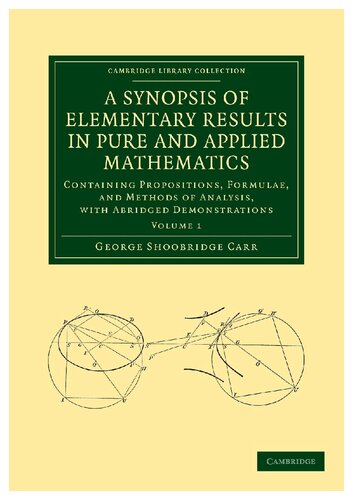 A Synopsis Of Elementary Results In Pure And Applied Mathematics 1st Edition George Shoobridge Carr