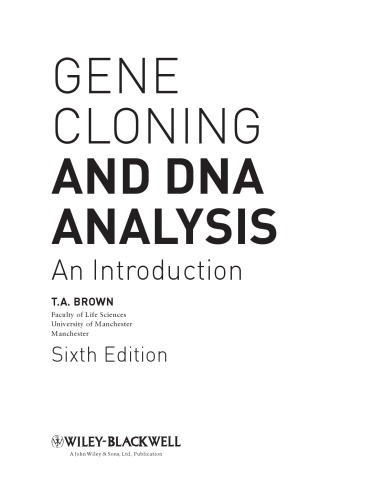 Gene Cloning And Dna Analysis An Introduction 6th Edition Brown
