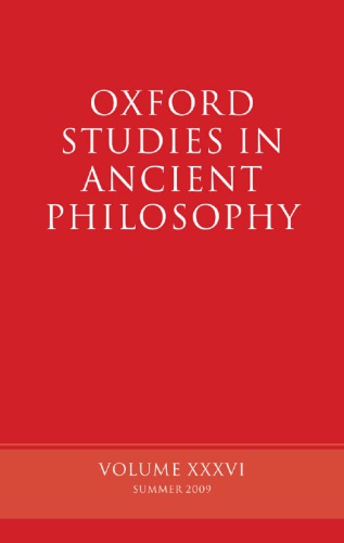 Oxford Studies In Ancient Philosophy Vol Xxxvi Inwood Brad