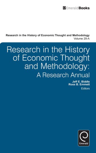 Research In The History Of Economic Thought And Methodology Vol 29 Pt 1 Biddle