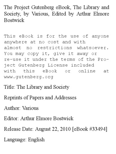 The Library And Society Reprints Of Papers And Addresses Cosmo Edition Bostwick