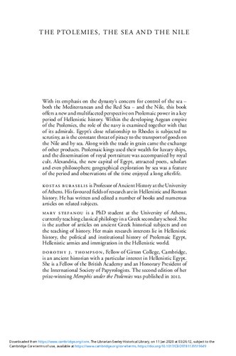 The Ptolemies The Sea And The Nile Studies In Waterborne Power Kostas Buraselis Editor