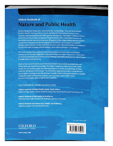 Oxford Textbook Of Nature And Public Health The Role Of Nature In Improving The Health Of A Population Matilda Van Den Bosch Editor