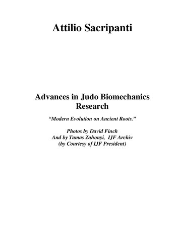 Advances In Judo Biomechanics Research 1 Edition Attilio Sacripanti