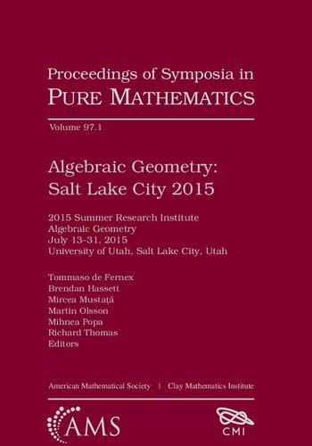 Algebraic Geometry Salt Lake City 2015 Tomasso De Fernex Brendan Hassett