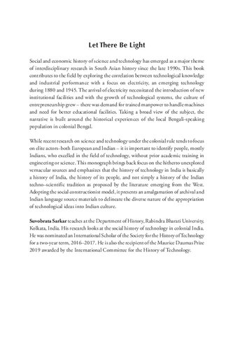 Let There Be Light Engineering Entrepreneurship And Electricity In Colonial Bengal 18801945 Suvobrata Sarkar